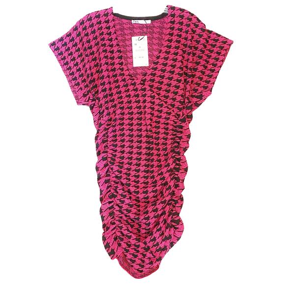 ZARA Short Sleeve Sweater Dress Womens Size M Pink NWT - Picture 1 of 7